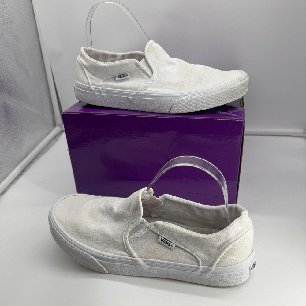 Vans White Canvas Slip-On Sneakers Women's Size 9.5